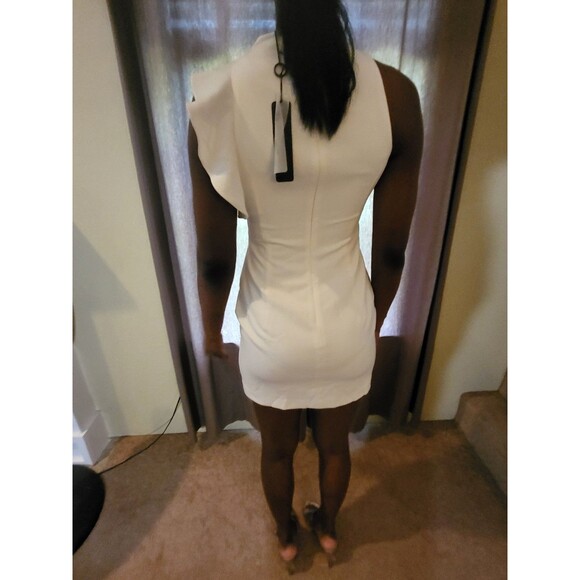 Black Halo  Pabla Dress Size 6 White One Shoulder Pink Sheath Cocktail - Picture 2 of 6